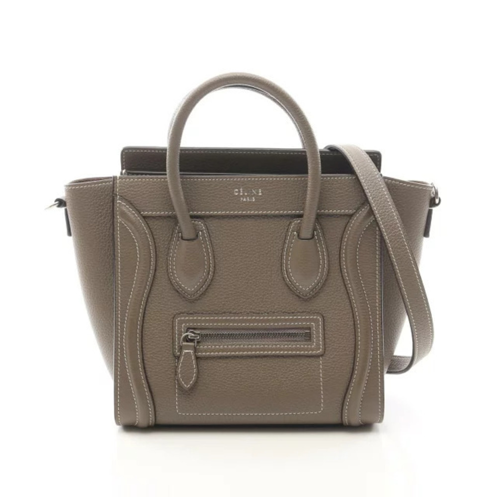 Celine Luggage Tote Shopper Handbag Leather Beige Cream